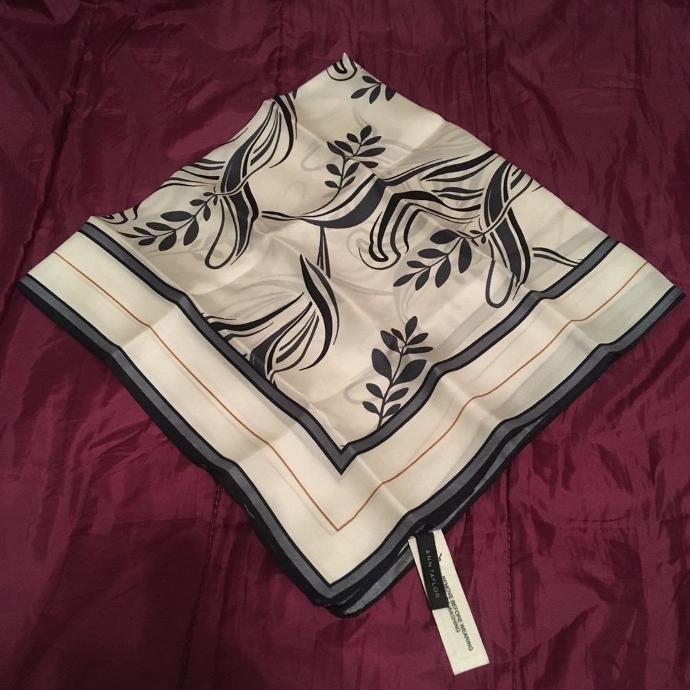 NWT - Ann Taylor silk scarf - white floral